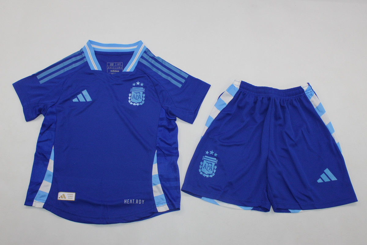 Kids-Argentina 2024 Away Blue Soccer Jersey(Player)